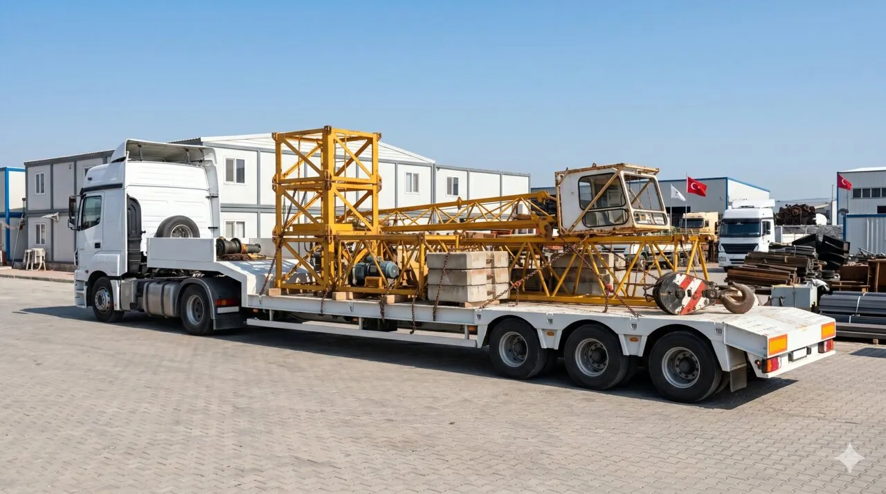 Vinç Taşıma — lowbed dorse üzerinde güvenli taşıma